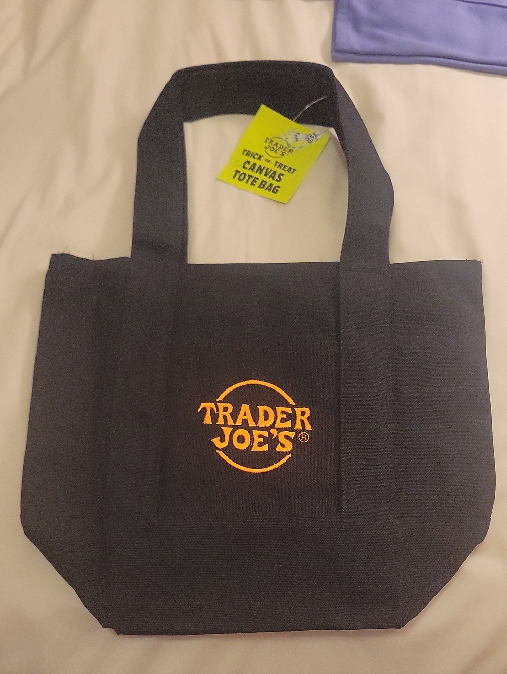 Trader Joe's Black Canvas Tote with Orange Logo